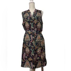 Daniel Rainn DR2 Navy Blue Paisley Dress with Belt  - Size L